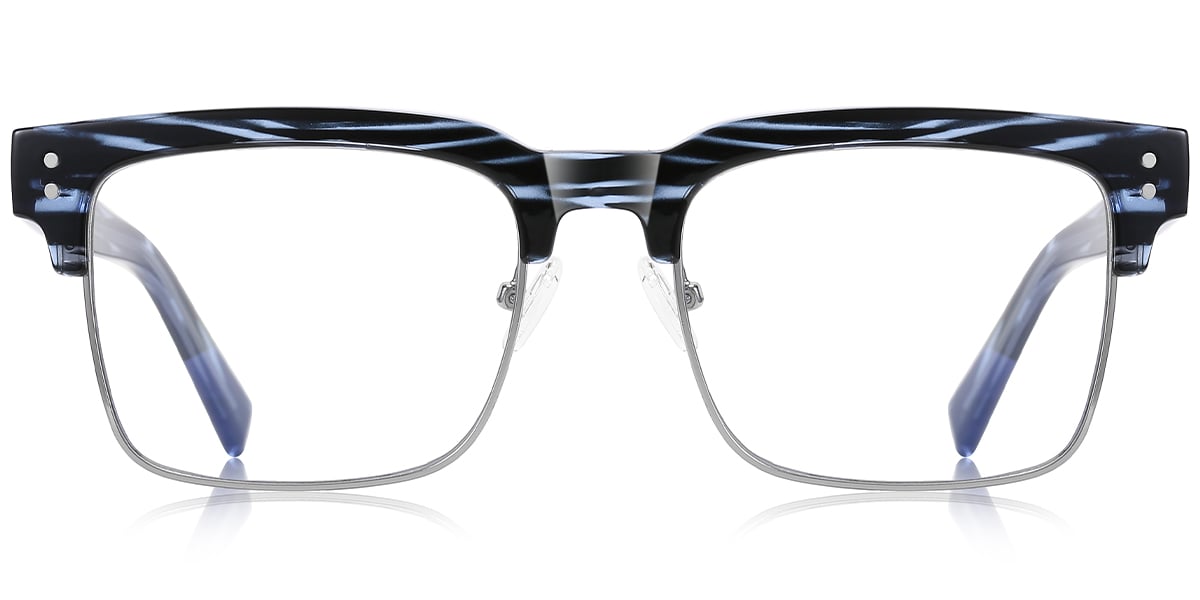 Square Browline Frame pattern-blue