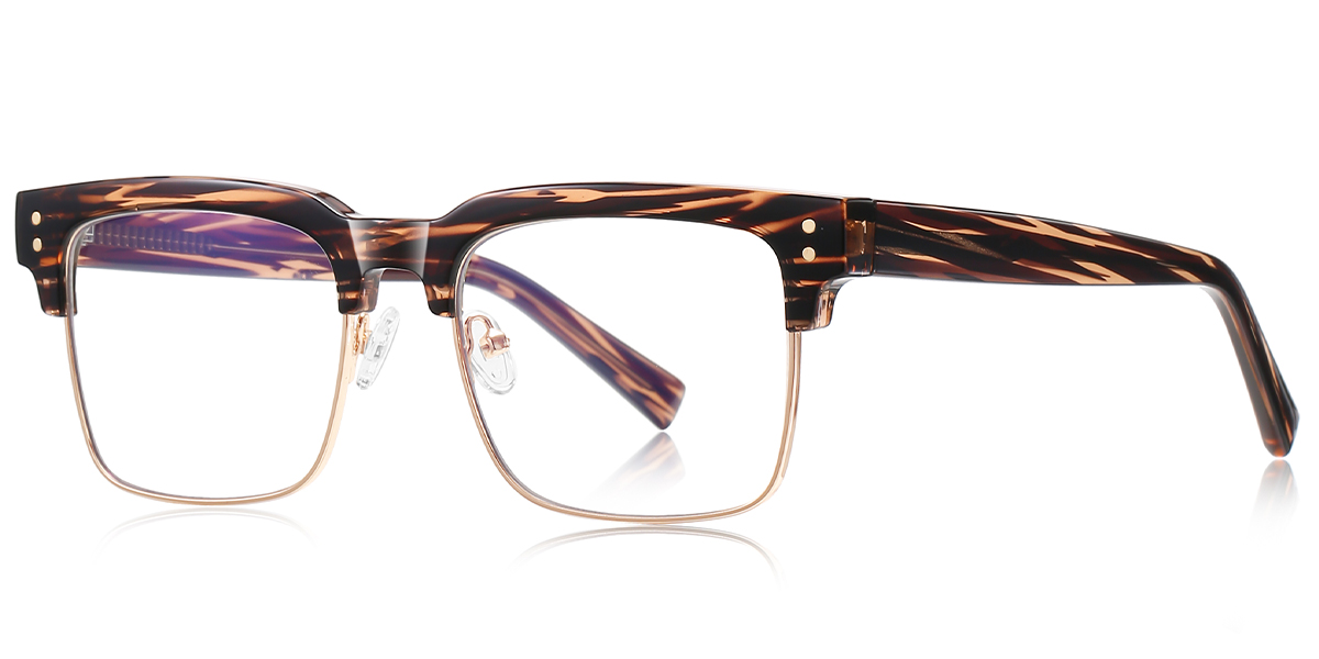 Square Browline Frame pattern-brown