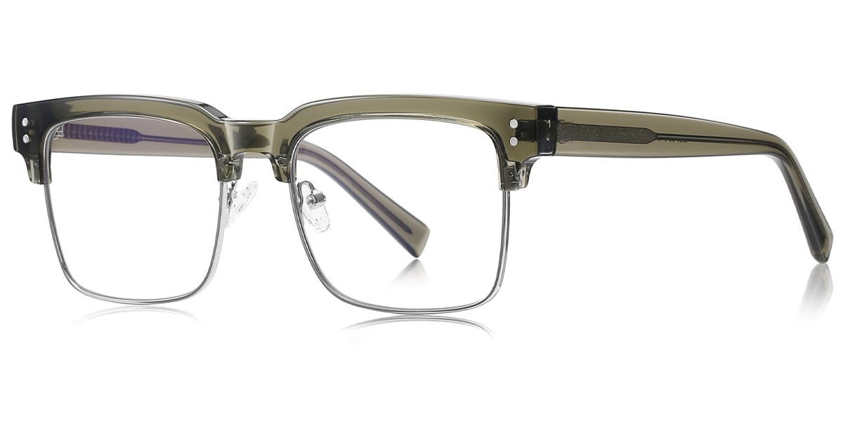 Square Browline Frame translucent-green