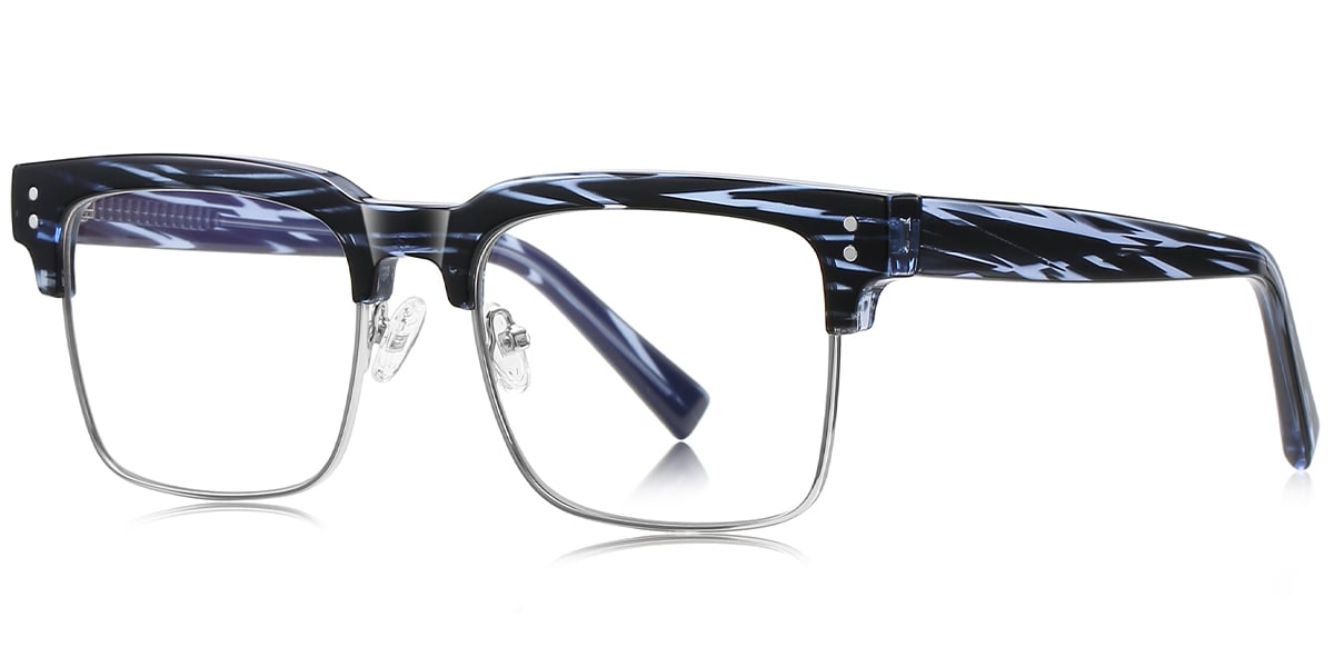 Square Browline Frame pattern-blue