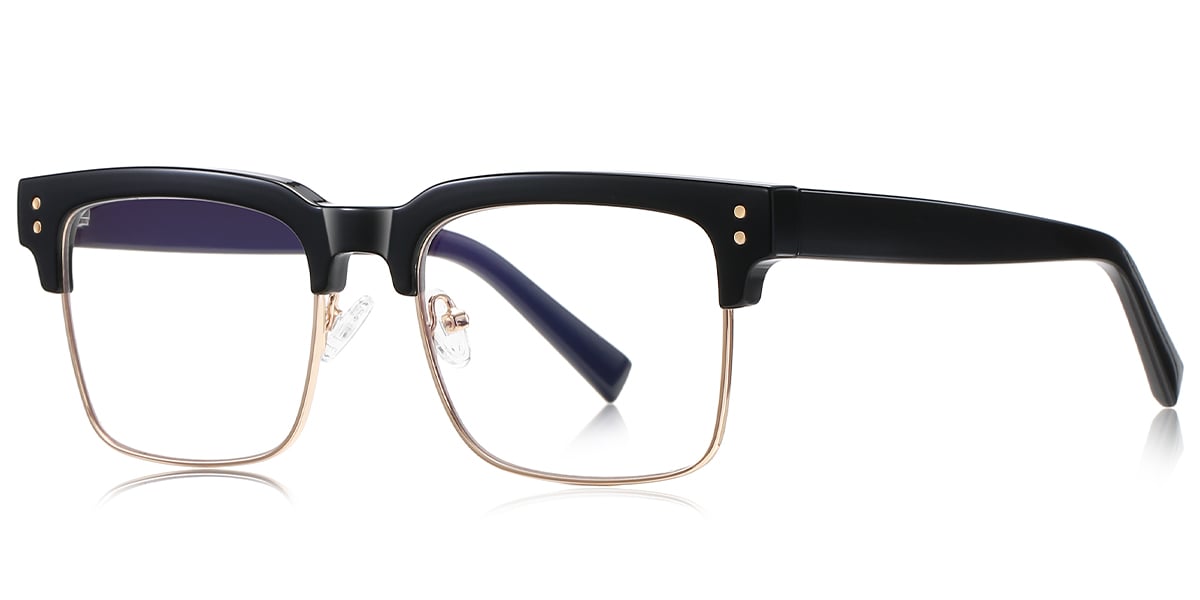 Square Browline Frame black-gold