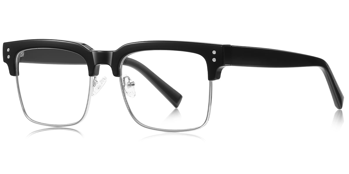 Square Browline Frame black-silver