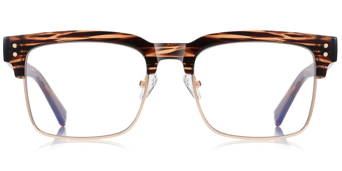 Square Browline Frame pattern-brown