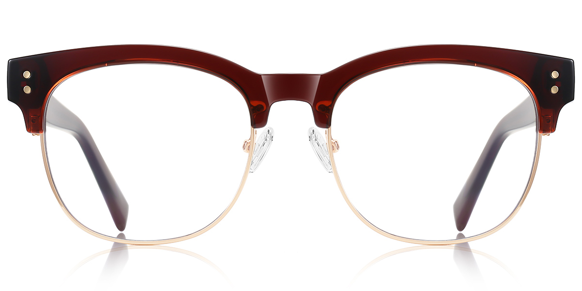 Round Browline Frame translucent-red