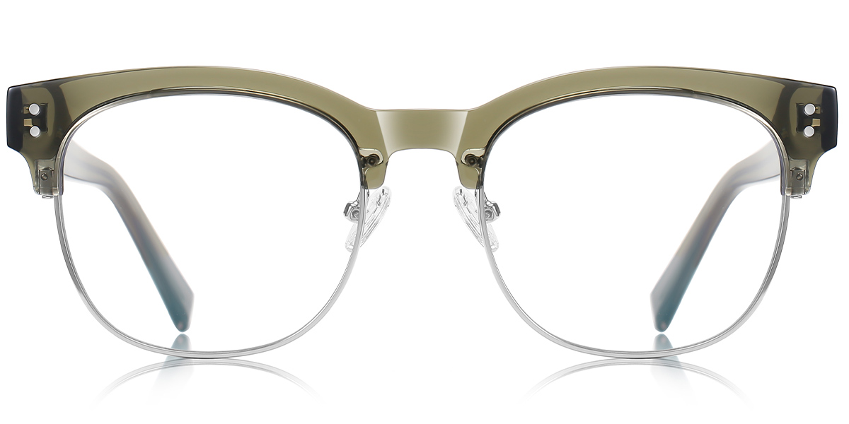 Round Browline Frame translucent-green