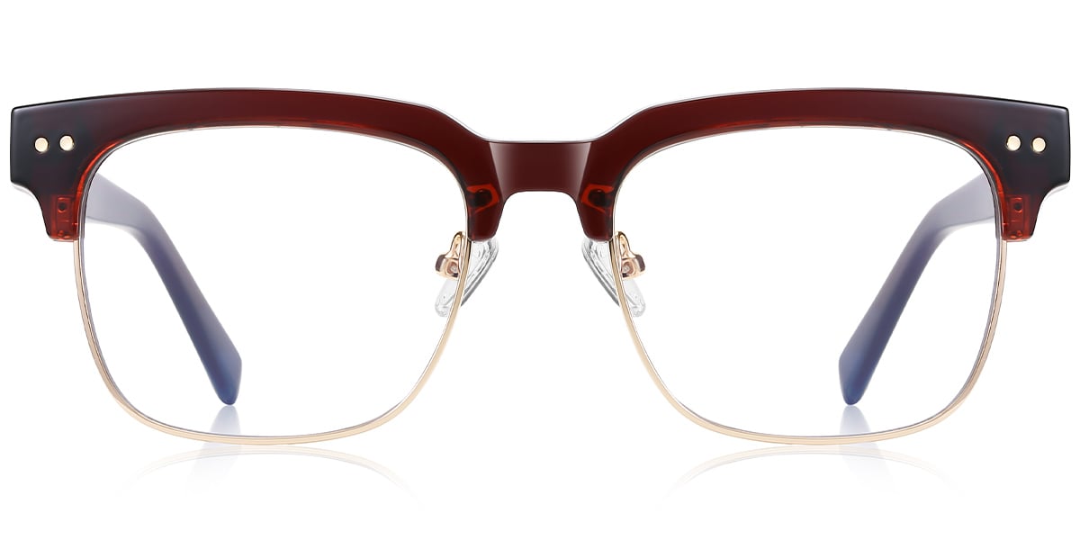 Square Browline Frame translucent-red