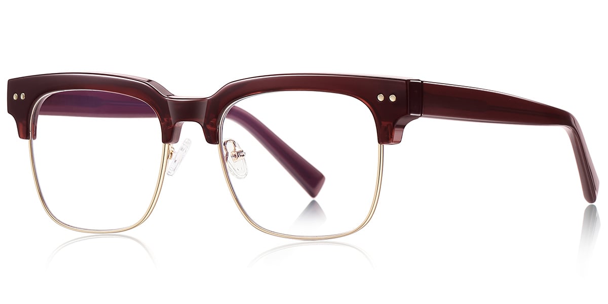 Square Browline Frame translucent-red