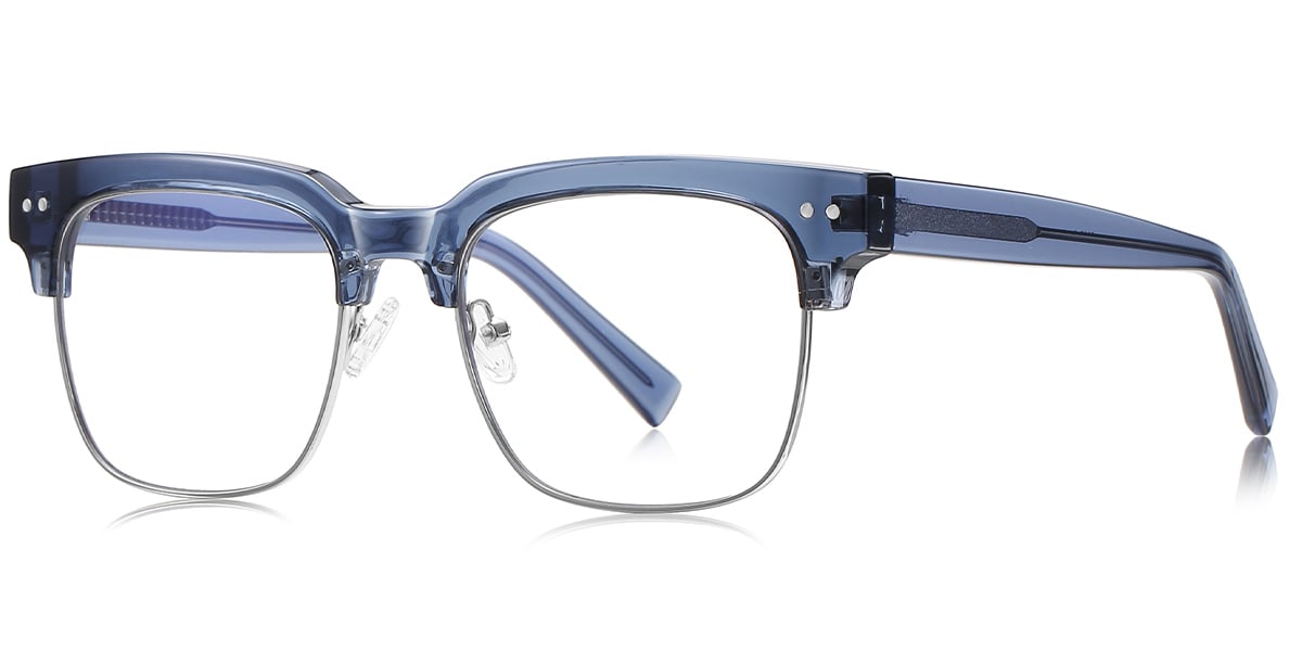 Square Browline Frame translucent-blue