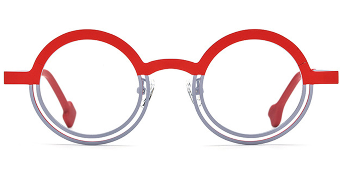 Titanium Round Frame pattern-red