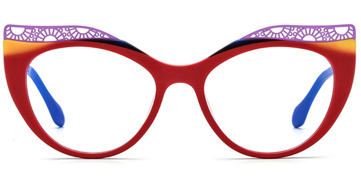 Acetate Cat Eye Frame pattern-red