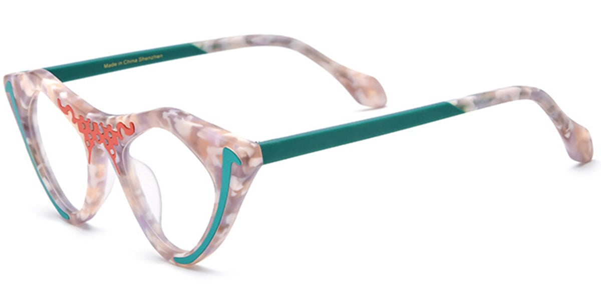 Acetate Cat Eye Geometric Frame pattern-blue