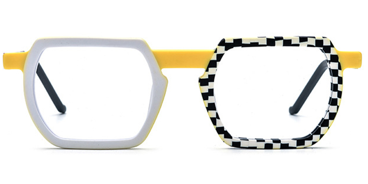 Acetate Square Frame pattern-yellow