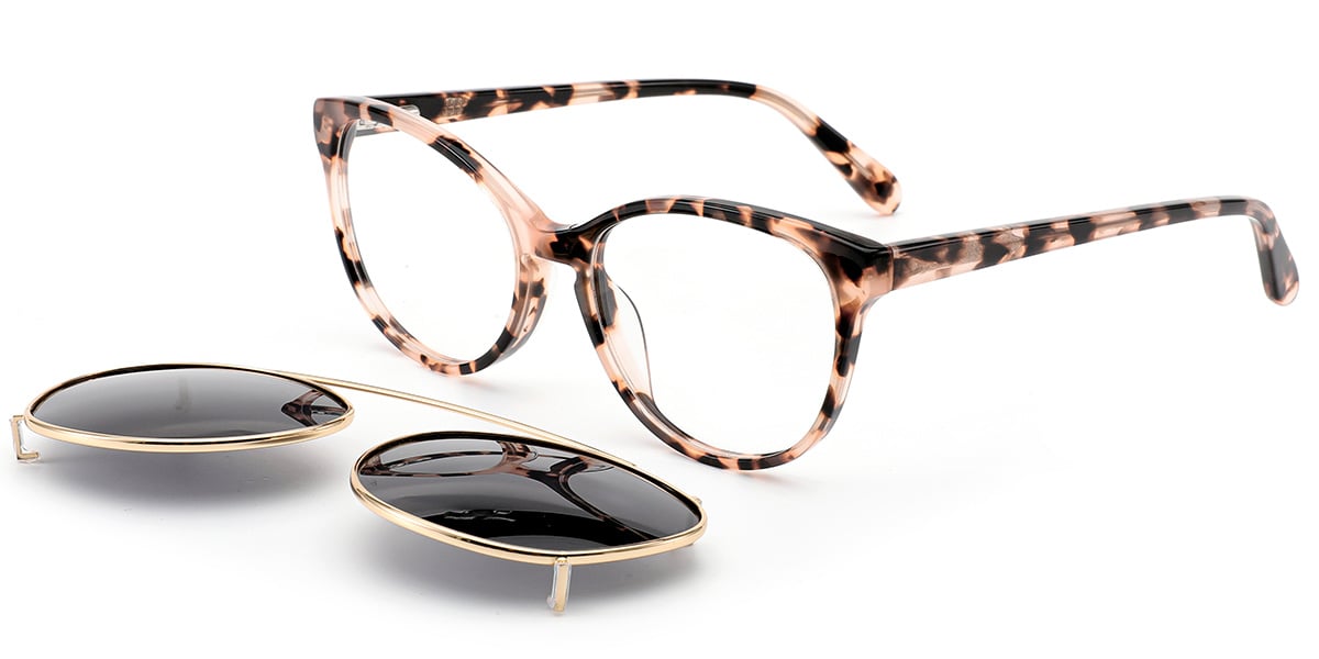 Acetate Cat Eye Frame pattern-pink