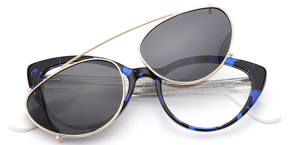 Acetate Cat Eye Frame pattern-blue