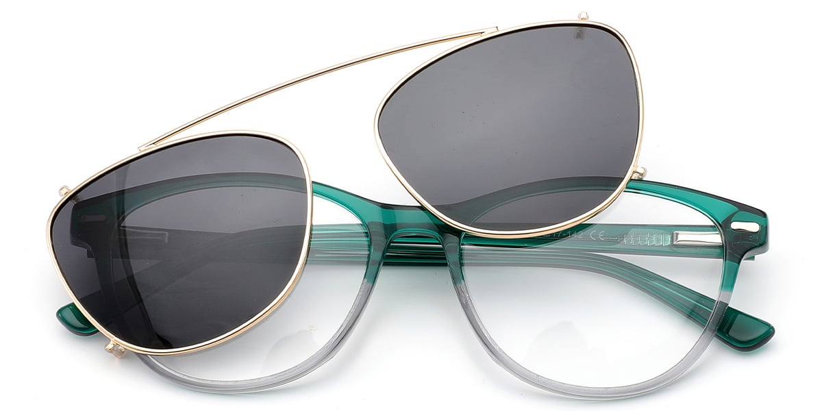 Acetate Cat Eye Frame pattern-green