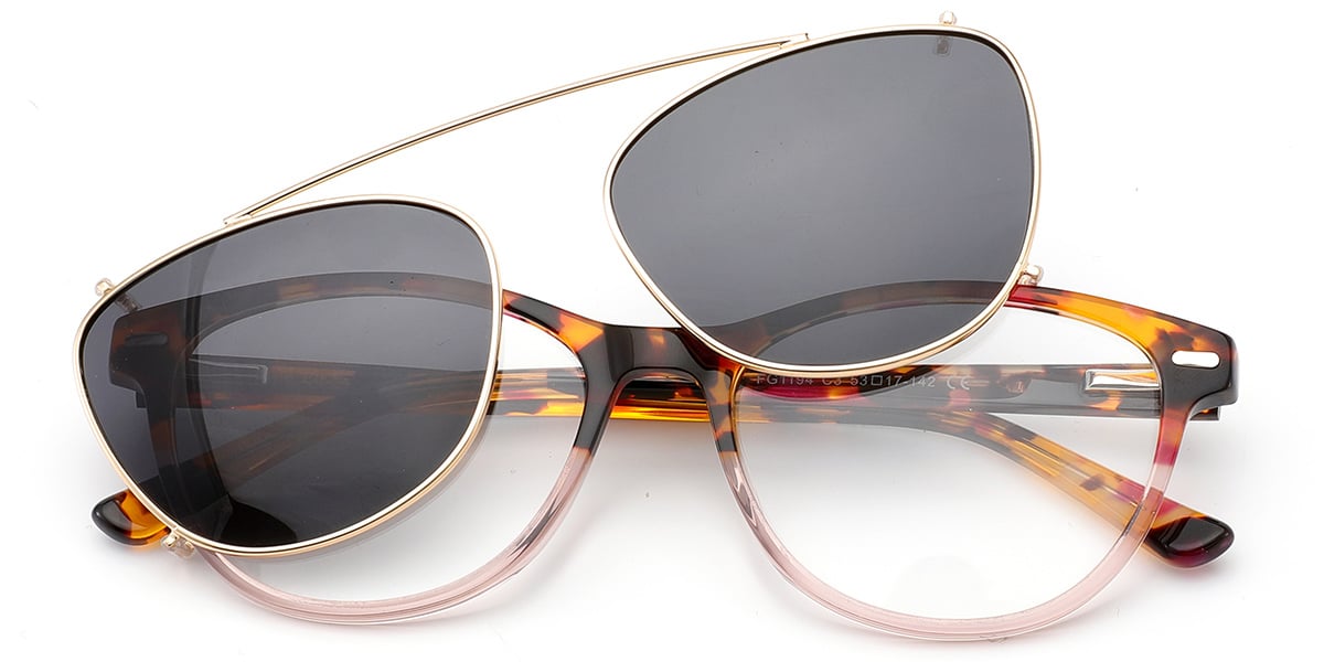 Acetate Cat Eye Frame pattern-pink