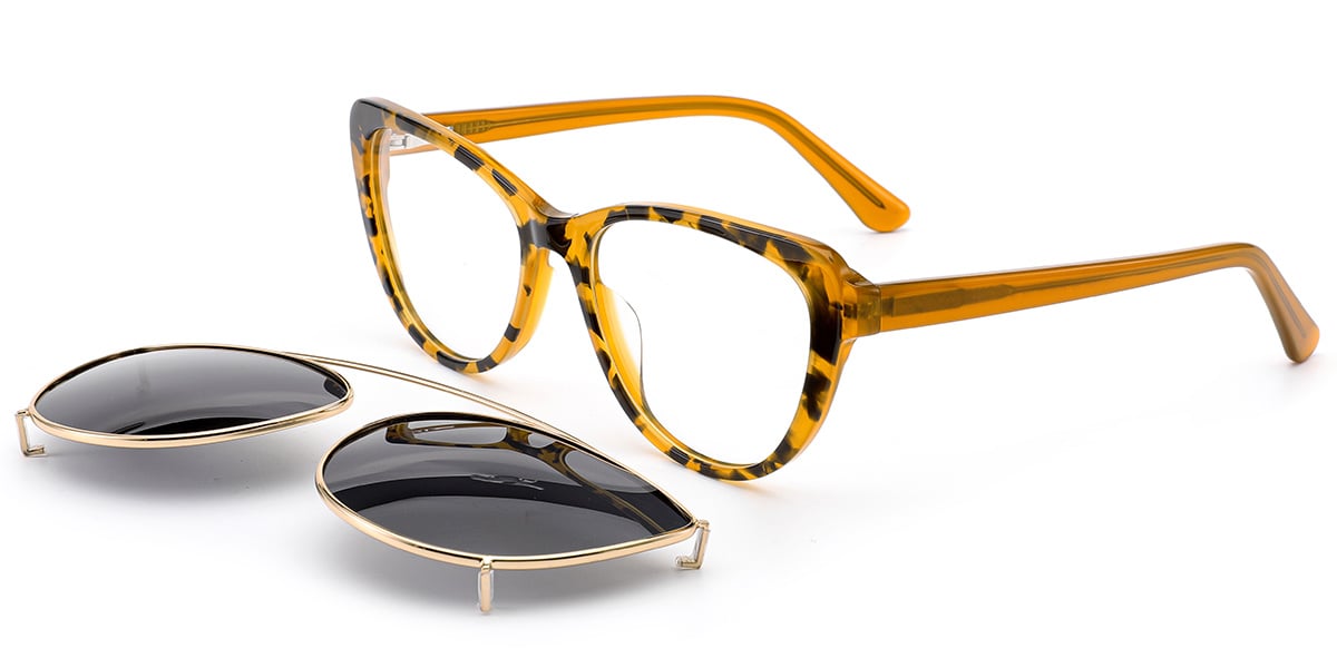 Acetate Cat Eye Frame pattern-yellow