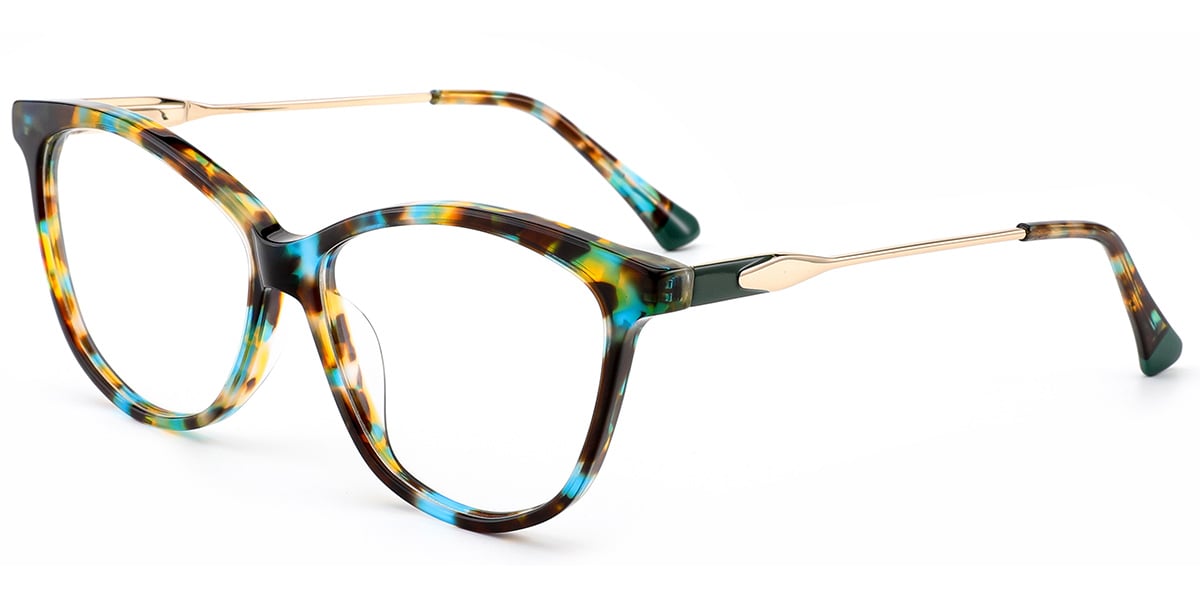 Acetate Cat Eye Frame pattern-blue