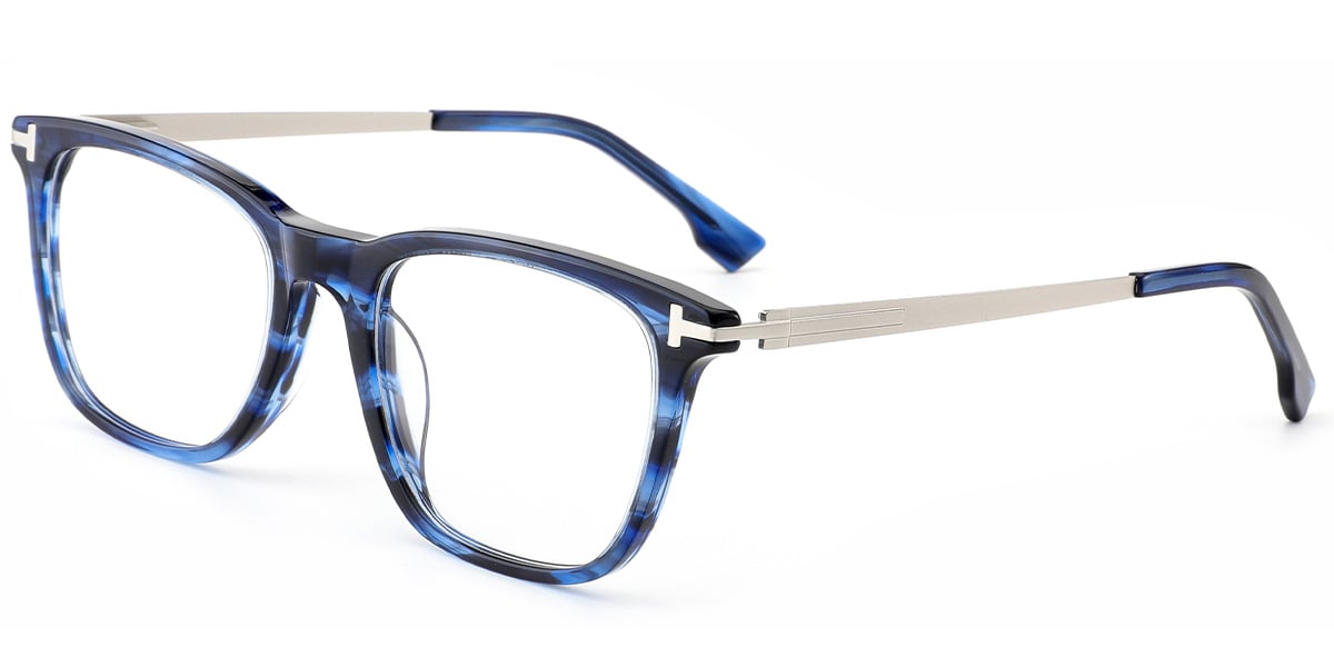 Acetate Rectangle Frame pattern-blue