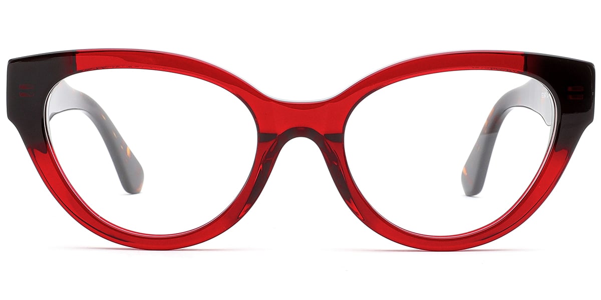 Acetate Cat Eye Frame translucent-red