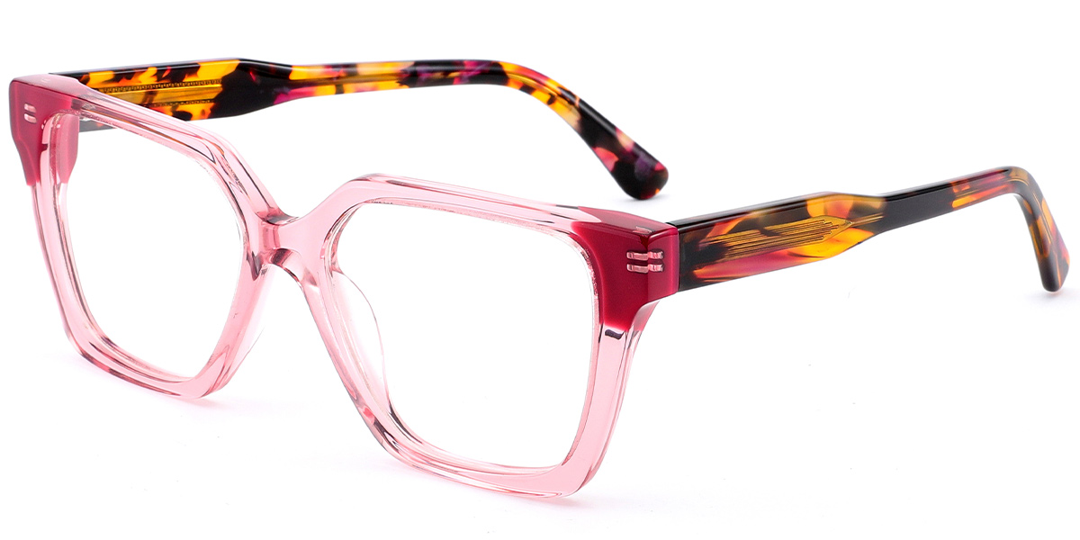 Acetate Square Frame translucent-pink