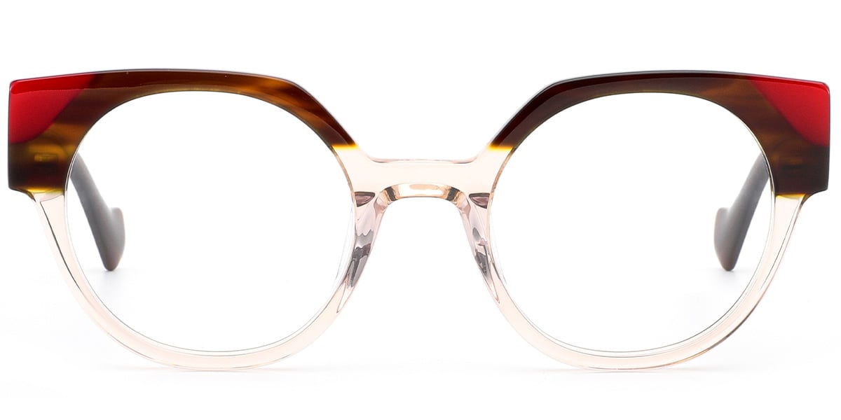 Acetate Cat Eye Frame pattern-brown