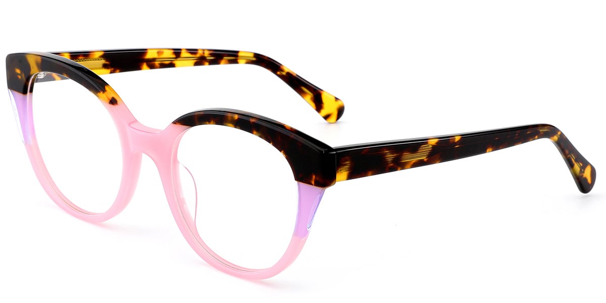 Acetate Cat Eye Frame pattern-pink