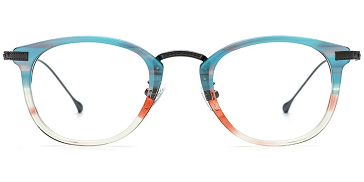 Acetate & Titanium Oval Frame pattern-blue