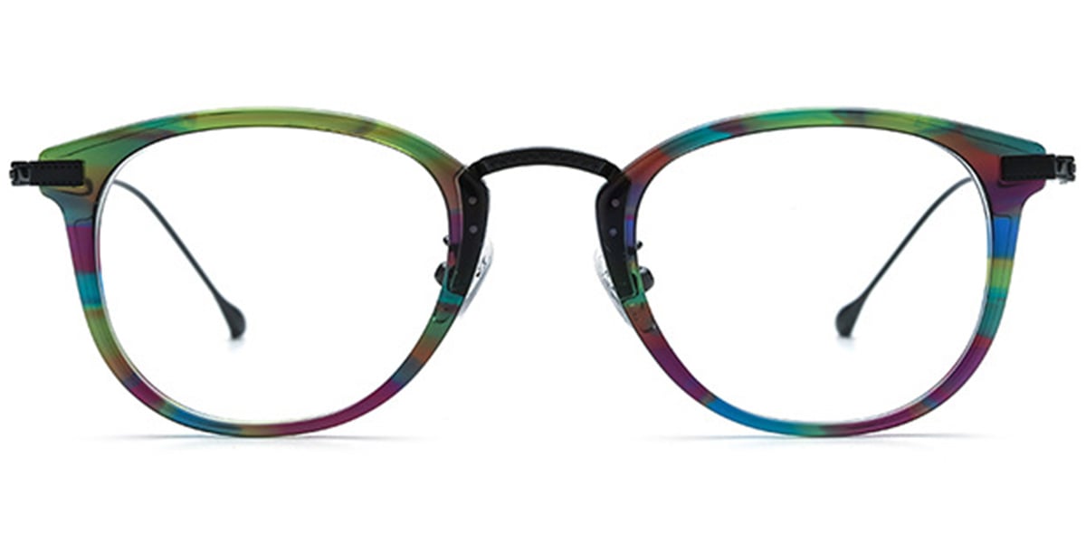 Acetate & Titanium Oval Frame pattern-green