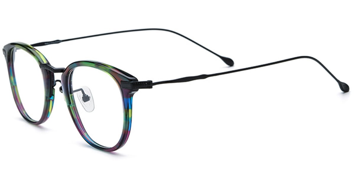 Acetate & Titanium Oval Frame pattern-green