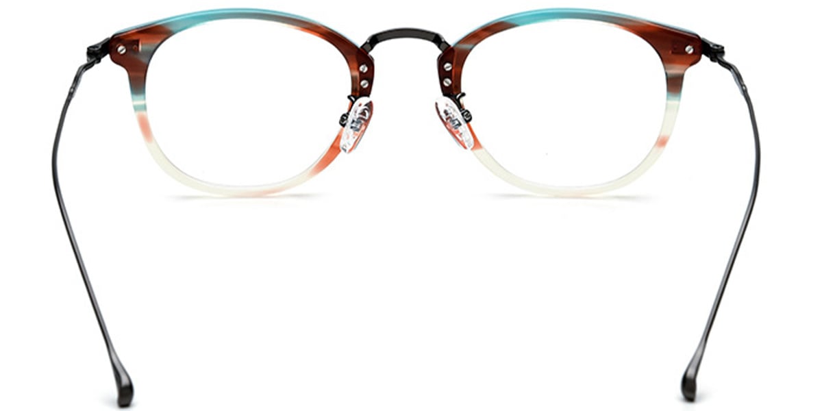 Acetate & Titanium Oval Frame pattern-blue