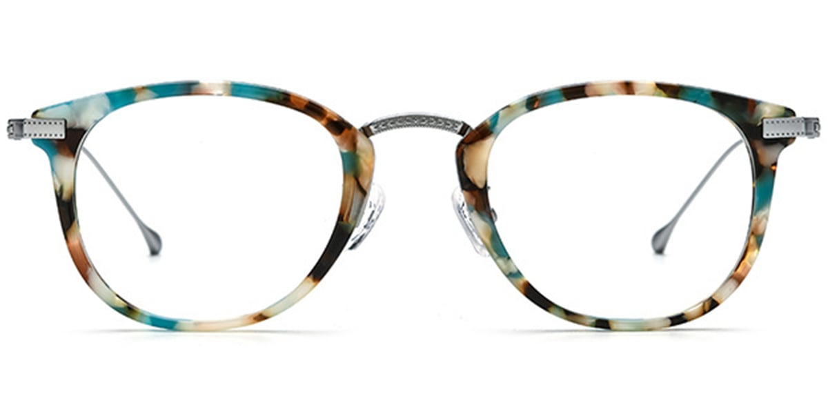 Acetate & Titanium Oval Frame pattern-brown