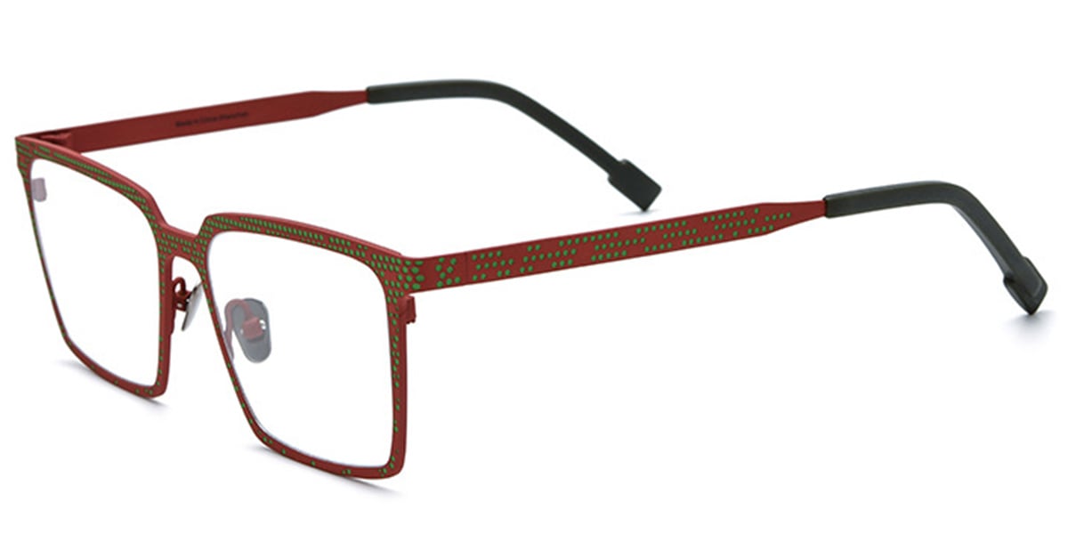 Titanium Rectangle Frame pattern-red