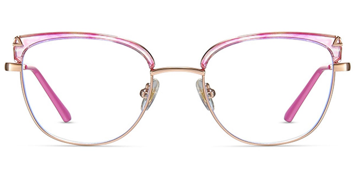 Cat Eye Browline Frame pattern-pink