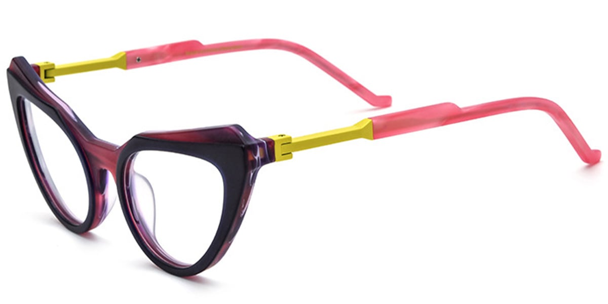 Acetate Cat Eye Frame pattern-purple