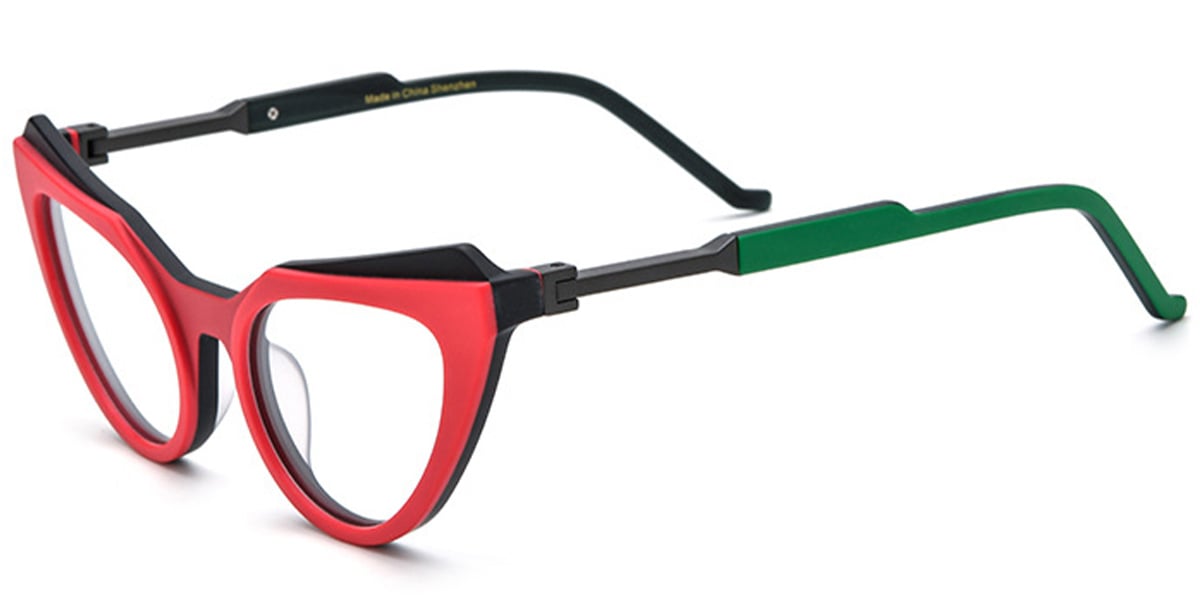 Acetate Cat Eye Frame pattern-red