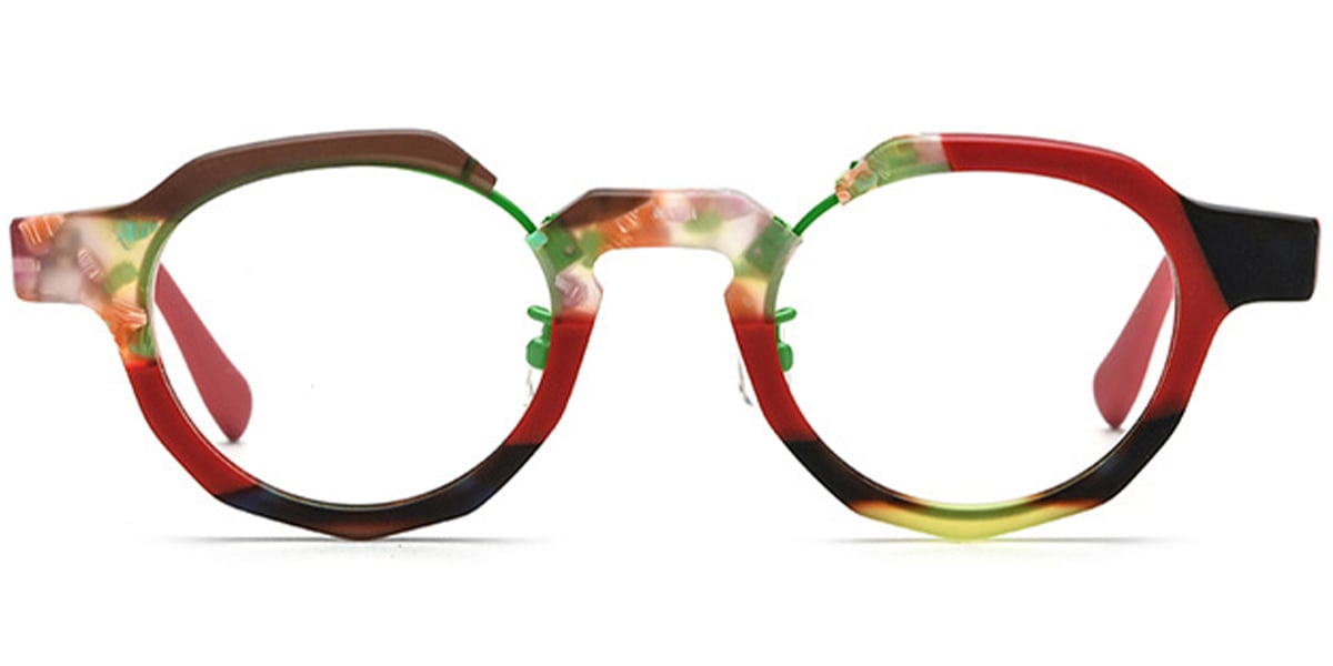 Acetate Round Frame pattern-red