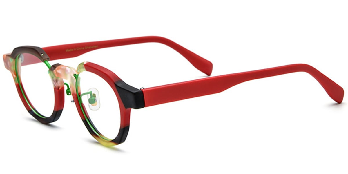 Acetate Round Frame pattern-red