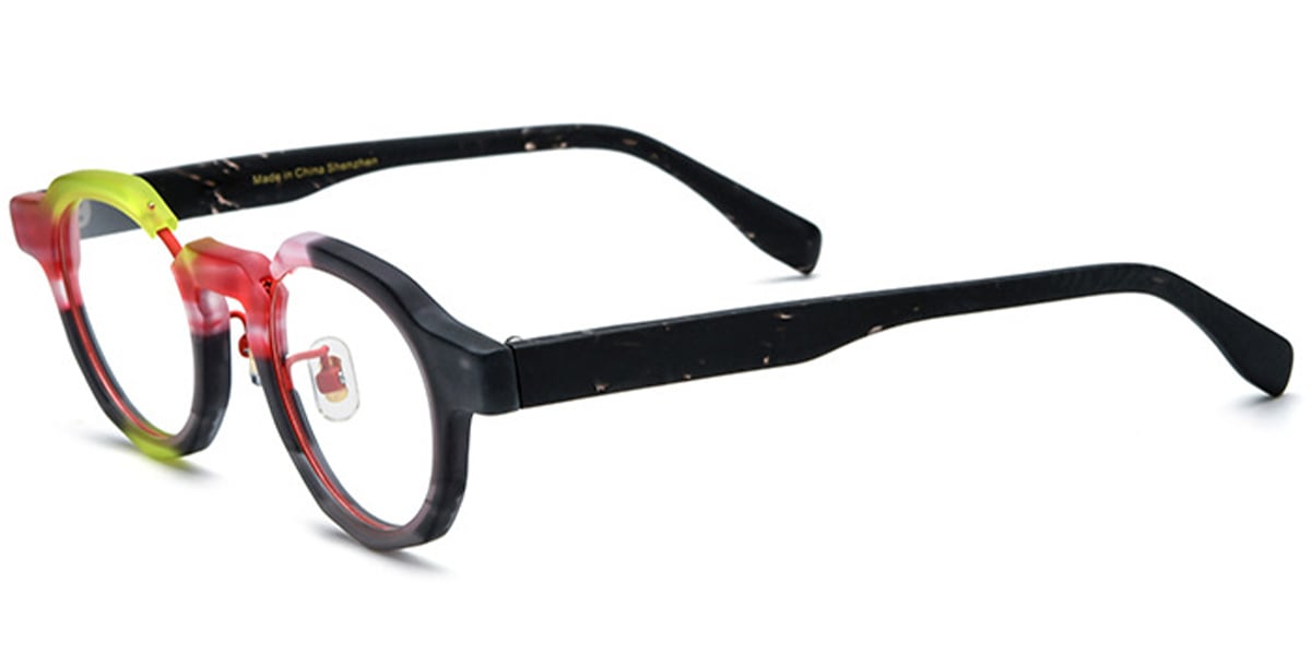 Acetate Round Frame pattern-black