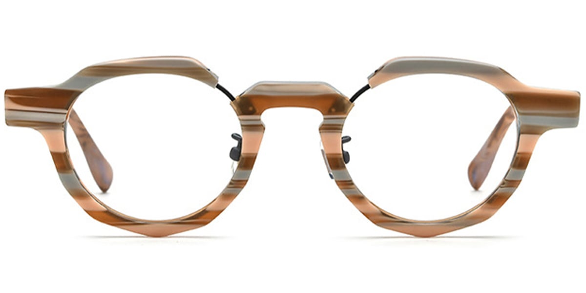 Acetate Round Frame pattern-brown