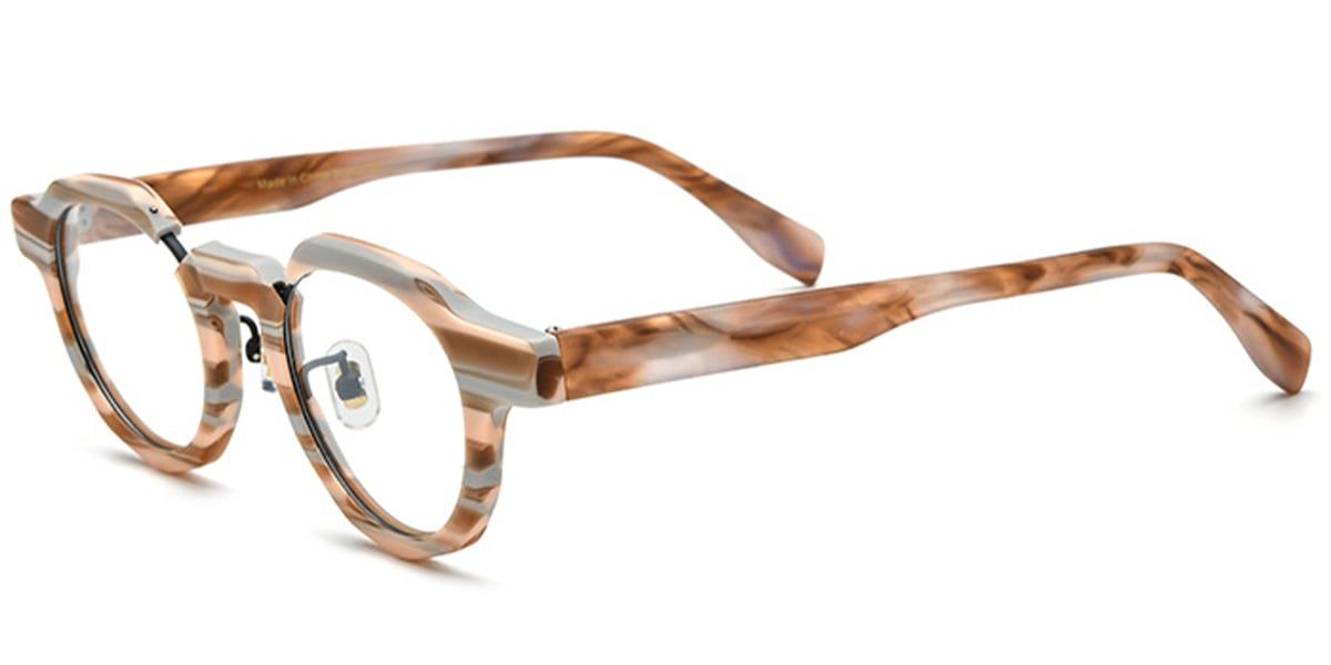 Acetate Round Frame pattern-brown