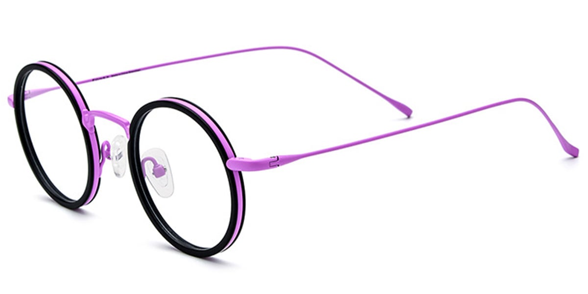 Acetate Round Frame pattern-purple