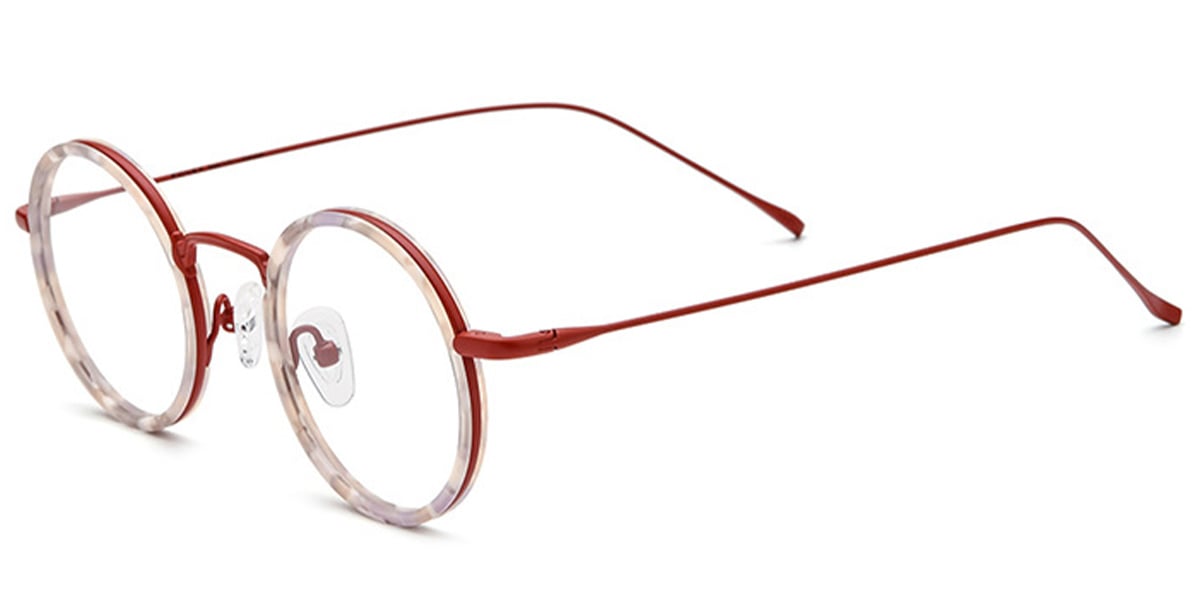 Acetate Round Frame pattern-red