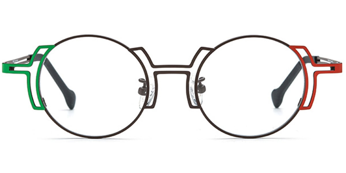 Titanium Round Frame pattern-brown