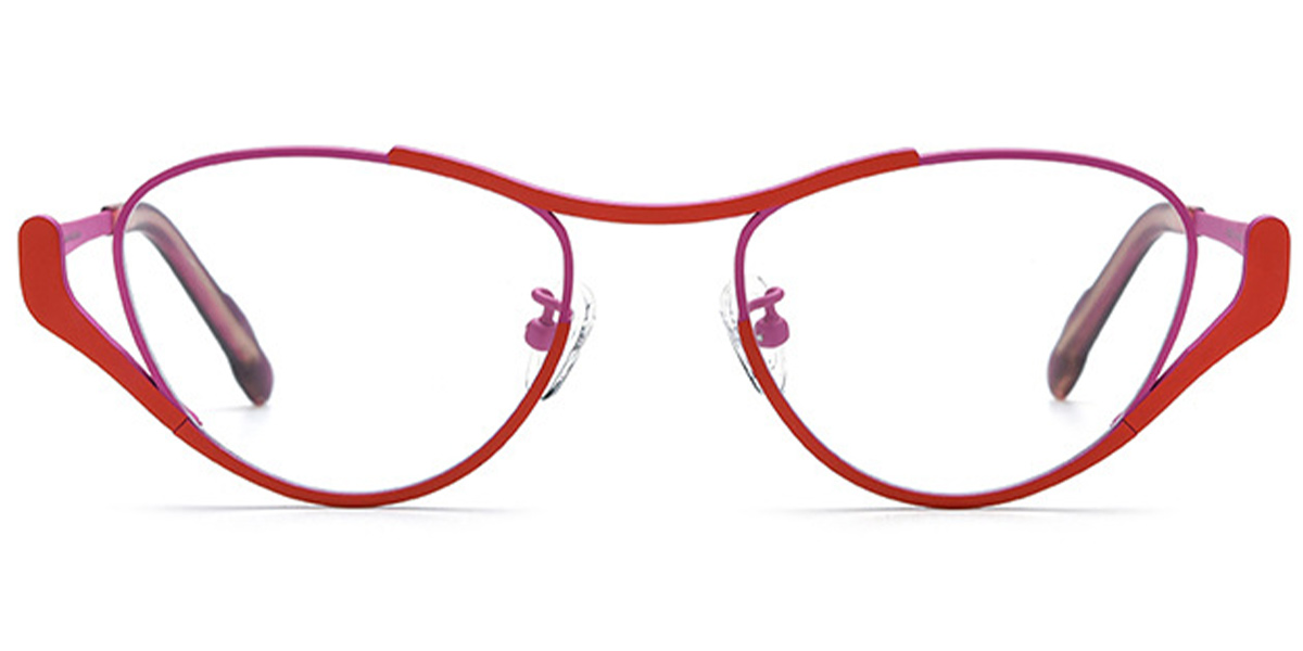 Titanium Cat Eye Geometric Frame pattern-red