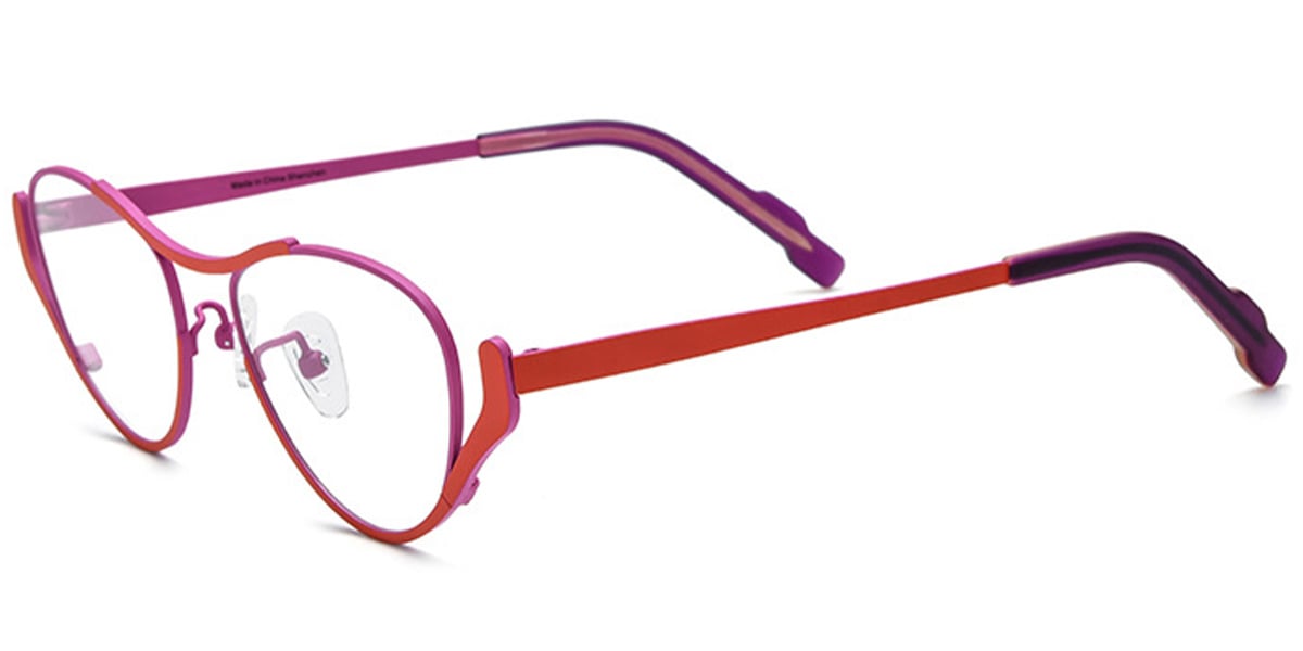 Titanium Cat Eye Geometric Frame pattern-red