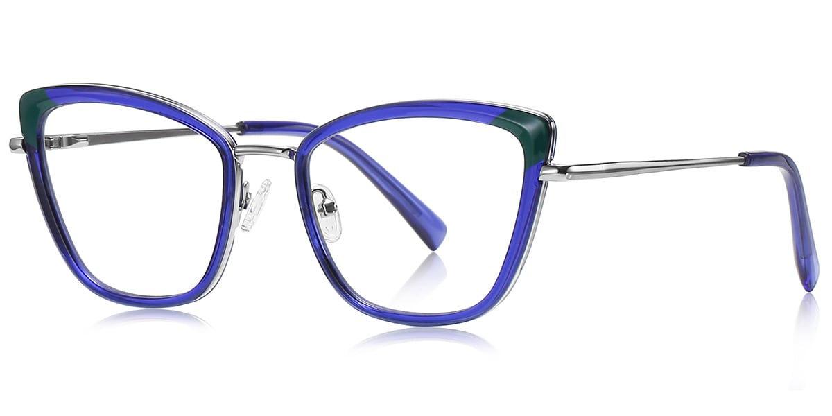 Cat Eye Frame pattern-blue