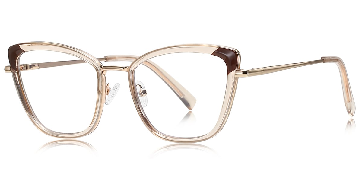 Cat Eye Frame pattern-brown