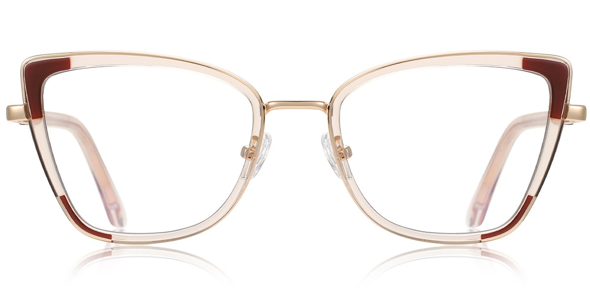 Cat Eye Frame pattern-brown