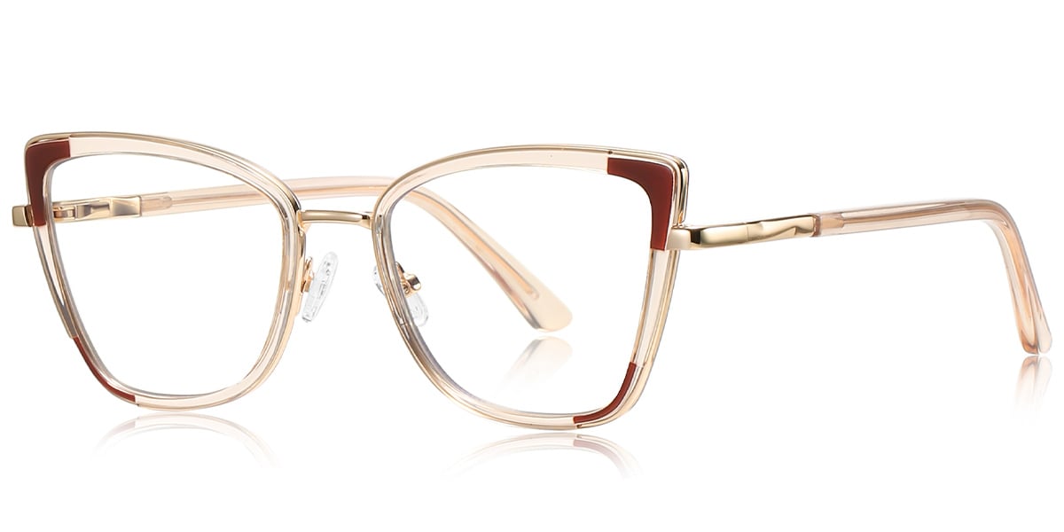 Cat Eye Frame pattern-brown